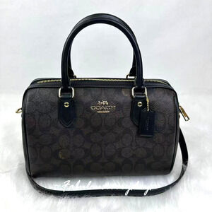 Coach Rowan Satchel Bag Crossbody Signature Canvas/Gold/Walnut/Black CV961 NWT